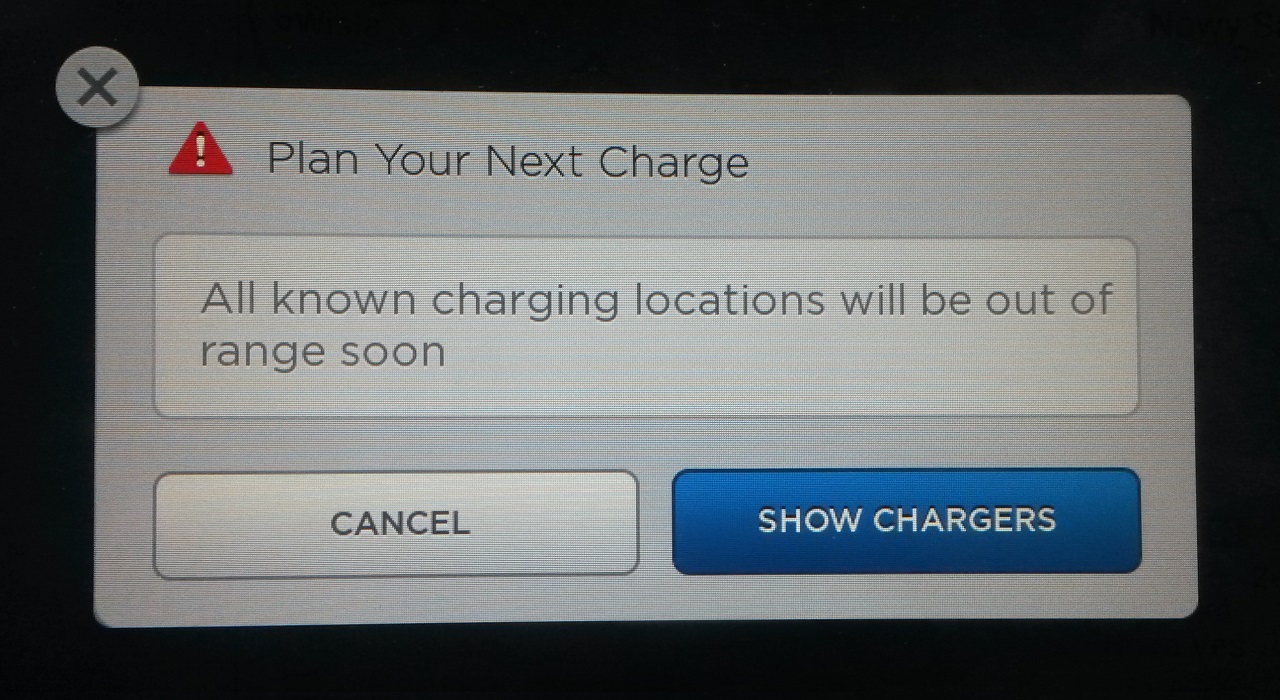 All known charging location will be out of range
