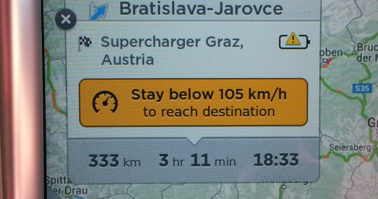 Stay below 105 km/h to reach your destination